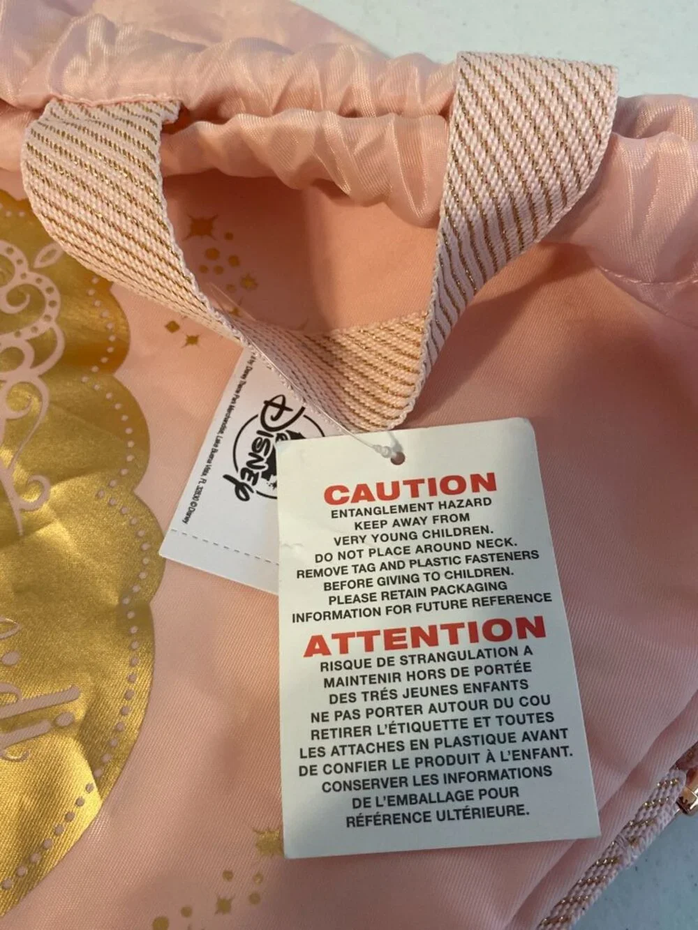 New NWT Walt Disney World Bibbidi Bobbidi Boutique‎ Pink Drawstring Backpack